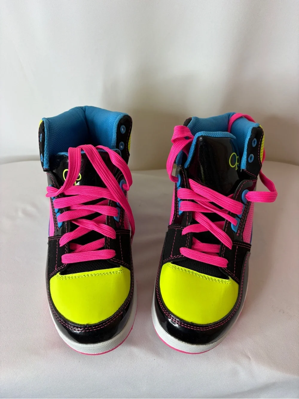 Kids High-Top Sneakers in Neon Pink & Yellow